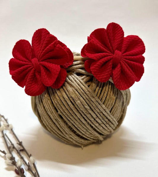 Ruby Red Flower Piggie Headband