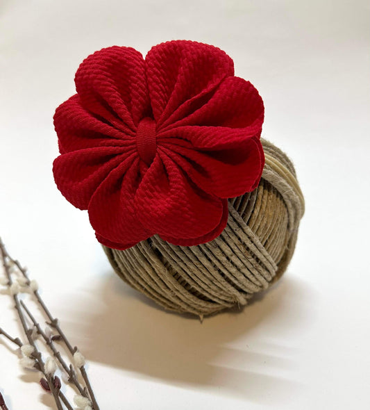 Ruby Red Flower Bow Headband