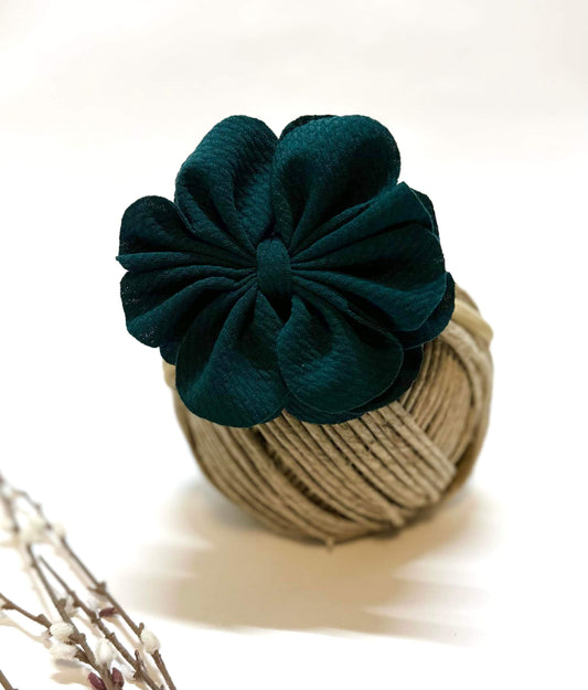 Pine Green Flower Bow Headband